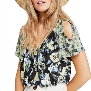 Free People Black Combo Floral Top NWT (Sz M)